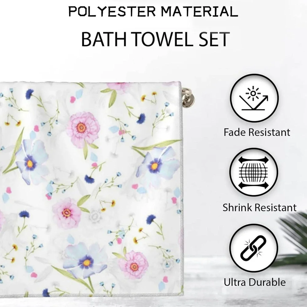 2Pc Blue‎ Swimmer Microfiber Hand Towel Set Graphic Print 28x14.5 Quick Dry